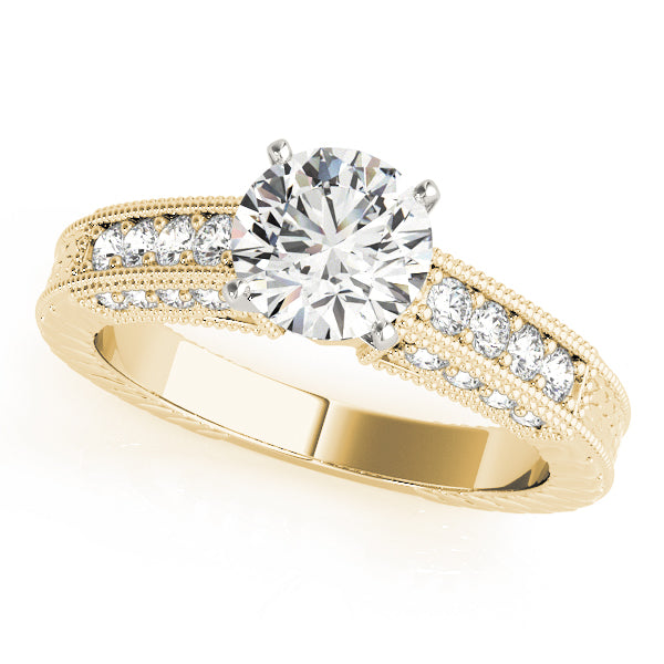 Opulent Antique Round Diamond Engagement Ring — 9K/18K Gold & Platinum