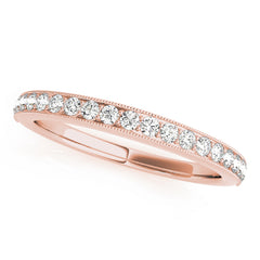 Prong Set Milgrain Half Eternity Ring in Gold & Platinum
