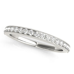 Prong Set Milgrain Half Eternity Ring in Gold & Platinum