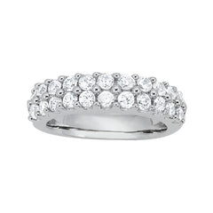 Double Row Shared Prong Half Eternity Ring in Gold & Platinum