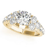 Iconic Cluster Sides Round Diamond Engagement Ring — 9K/18K Gold & Platinum