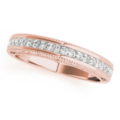 Fancy Princess Cut Milgrain Half Eternity Ring in Gold & Platinum