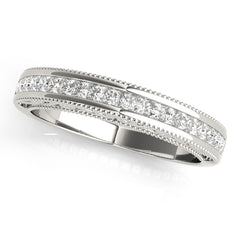 Fancy Princess Cut Milgrain Half Eternity Ring in Gold & Platinum