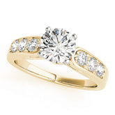 Crowned Channel-Set Round Diamond Engagement Ring — 9K/18K Gold & Platinum