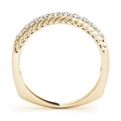 Single Row Prong in Channel Braided Half Eternity Ring in Gold & Platinum