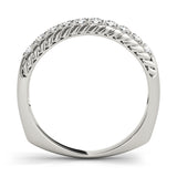 Single Row Prong in Channel Braided Half Eternity Ring in Gold & Platinum