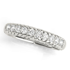 Single Row Prong in Channel Braided Half Eternity Ring in Gold & Platinum