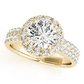 Artisan Halo Round Diamond Engagement Ring — 9K/18K Gold & Platinum