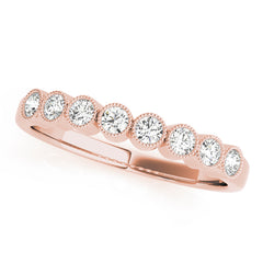 Bezel Set Milgrain Half Eternity Ring in Gold & Platinum