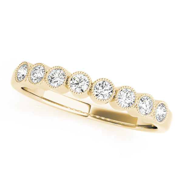 Bezel Set Milgrain Half Eternity Ring in Gold & Platinum