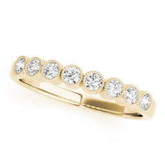 Bezel Set Milgrain Half Eternity Ring in Gold & Platinum