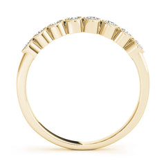 Bezel Set Milgrain Half Eternity Ring in Gold & Platinum