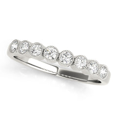Bezel Set Milgrain Half Eternity Ring in Gold & Platinum