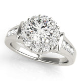 Graceful Halo Round Diamond Engagement Ring — 9K/18K Gold & Platinum