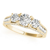 Resplendent Three-Stone Round Diamond Engagement Ring — 9K/18K Gold & Platinum