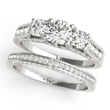 Resplendent Three-Stone Round Diamond Engagement Ring — 9K/18K Gold & Platinum