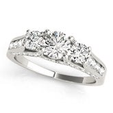 Resplendent Three-Stone Round Diamond Engagement Ring — 9K/18K Gold & Platinum
