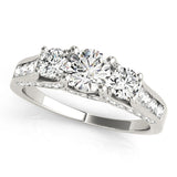 Resplendent Three-Stone Round Diamond Engagement Ring — 9K/18K Gold & Platinum