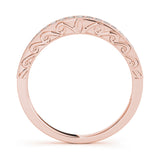 Single Row Milgrain Engraved Filigree Half Eternity Ring in Gold & Platinum