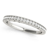 Single Row Milgrain Engraved Filigree Half Eternity Ring in Gold & Platinum