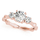 Noble Three-Stone Round Diamond Engagement Ring — 9K/18K Gold & Platinum