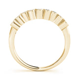 Shared Prong Milgrain Curved Half Eternity Ring in Gold & Platinum