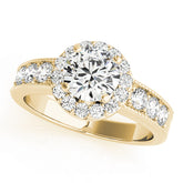 Brilliant Halo Round Diamond Engagement Ring — 9K/18K Gold & Platinum