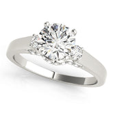 Couture Three-Stone Round Diamond Engagement Ring — 9K/18K Gold & Platinum