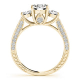 Three-Stone Round Cut Lab-Grown Diamond Engagement Ring with Split Shank