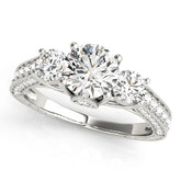 Three-Stone Round Cut Lab-Grown Diamond Engagement Ring with Split Shank