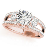 Graceful Three-Stone Round Diamond Engagement Ring — 9K/18K Gold & Platinum