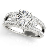 Graceful Three-Stone Round Diamond Engagement Ring — 9K/18K Gold & Platinum