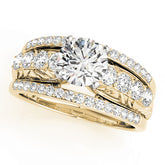 Noble Multi-Row Round Diamond Engagement Ring — 9K/18K Gold & Platinum