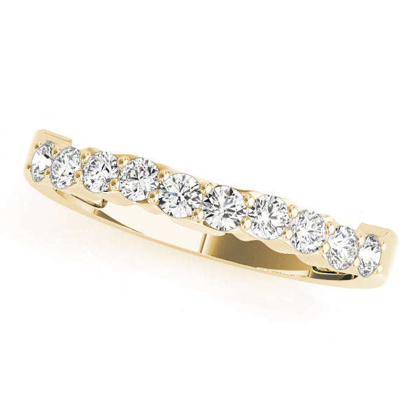 Shared Prong Curved Half Eternity Ring in Gold & Platinum