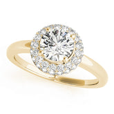 Iconic Halo Round Diamond Engagement Ring — 9K/18K Gold & Platinum