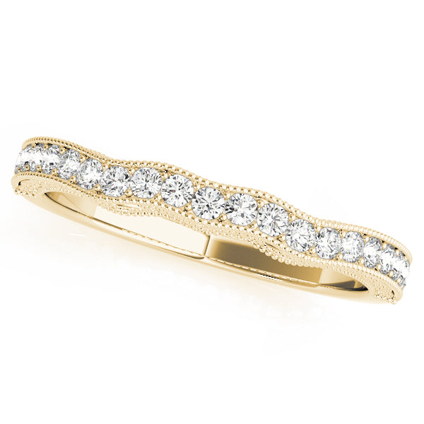 Curved Milgrain Half Eternity Ring in Gold & Platinum