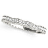 Curved Milgrain Half Eternity Ring in Gold & Platinum