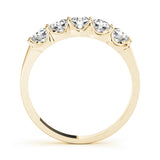 5-Stone Shared Prong Diamond Half Eternity Ring in Gold & Platinum
