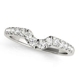 Single Row French-Cut Curved Half Eternity Ring in Gold & Platinum