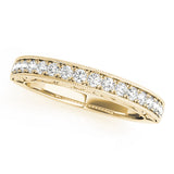 Milgrain Prong Set Wedding Half Eternity Ring in Gold & Platinum