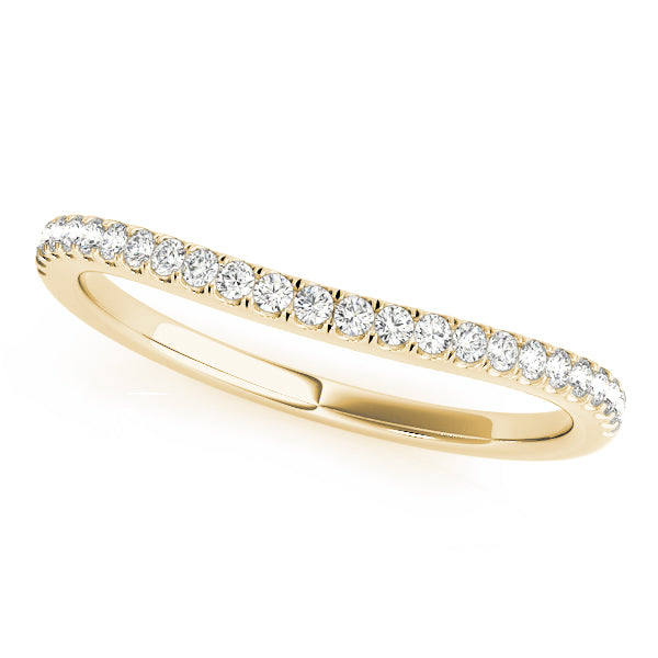 Curved Split Prong Wedding Set Half Eternity Ring in Gold & Platinum