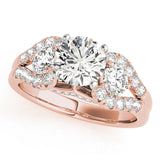 Couture 2 Stone Plus Split Shank Remount Round Diamond Engagement Ring — 9K/18K Gold & Platinum