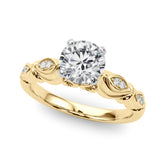 Refined Antique Round Diamond Engagement Ring — 9K/18K Gold & Platinum