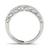 U-Prong Filigree Curved Half Eternity Ring in Gold & Platinum