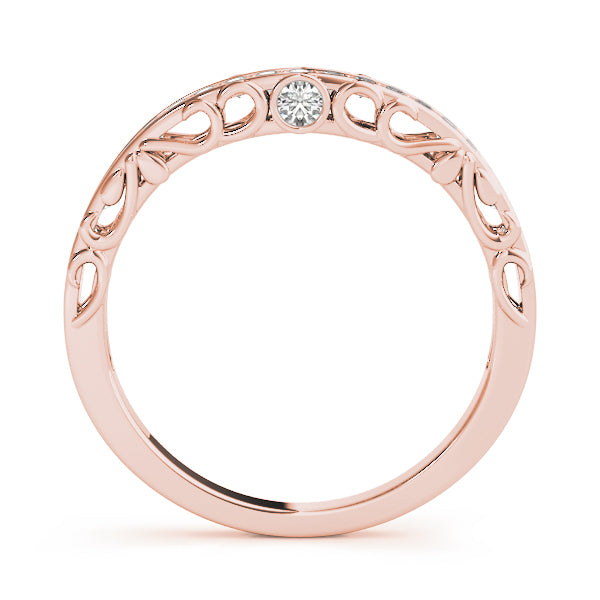 Channel Set Filigree Curved Half Eternity Ring in Gold & Platinum