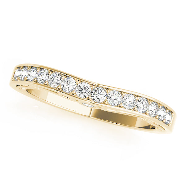 Channel-in-Prong Curved Half Eternity Ring in Gold & Platinum