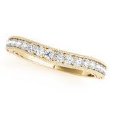 Single Row Miligrain Curved Half Eternity Ring in Gold & Platinum