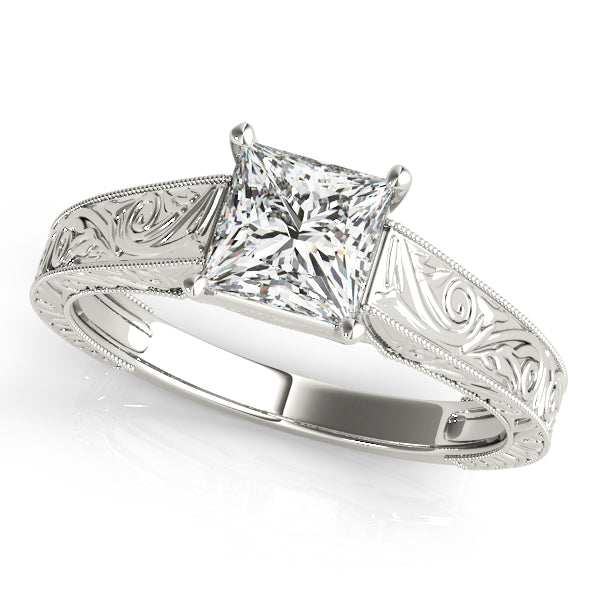 Lab-Grown Princess Cut Diamond D-VVS Solitaire Engagement Ring.