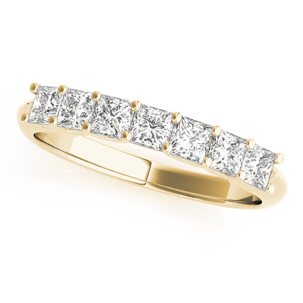 7-Stone Princess Cut Half Eternity Ring in Gold & Platinum