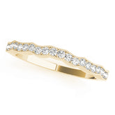 Single Row Milgrain Curved Half Eternity Ring in Gold & Platinum